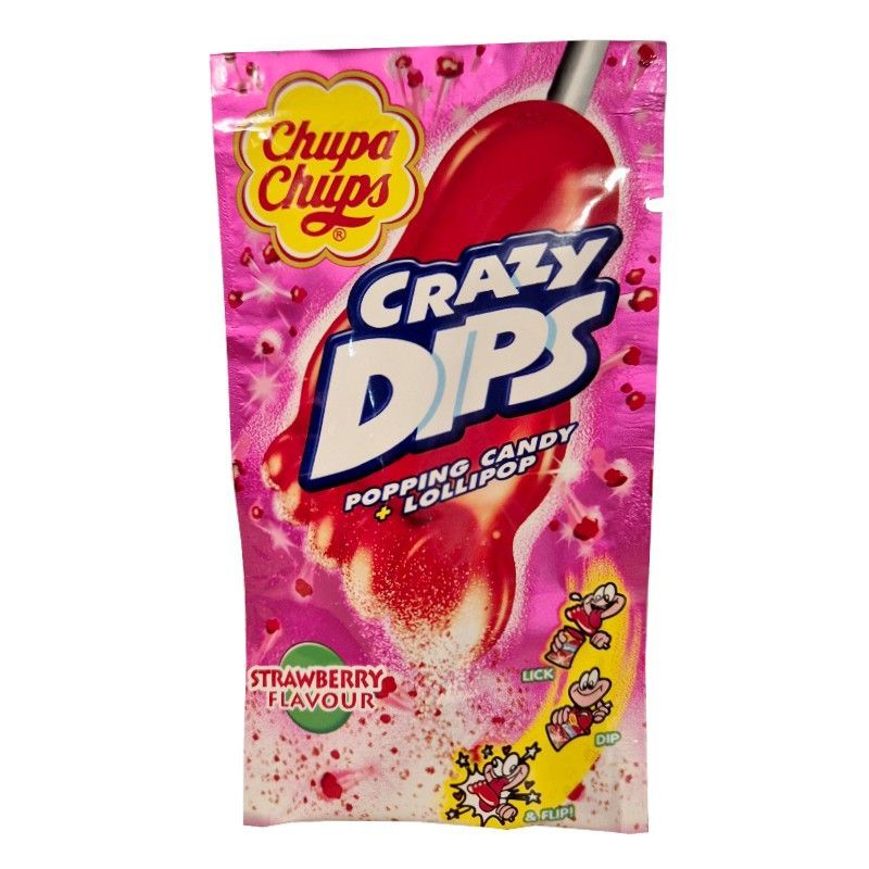 Chupa Chups Crazy Dips Strawberry lizak 1szt 14g