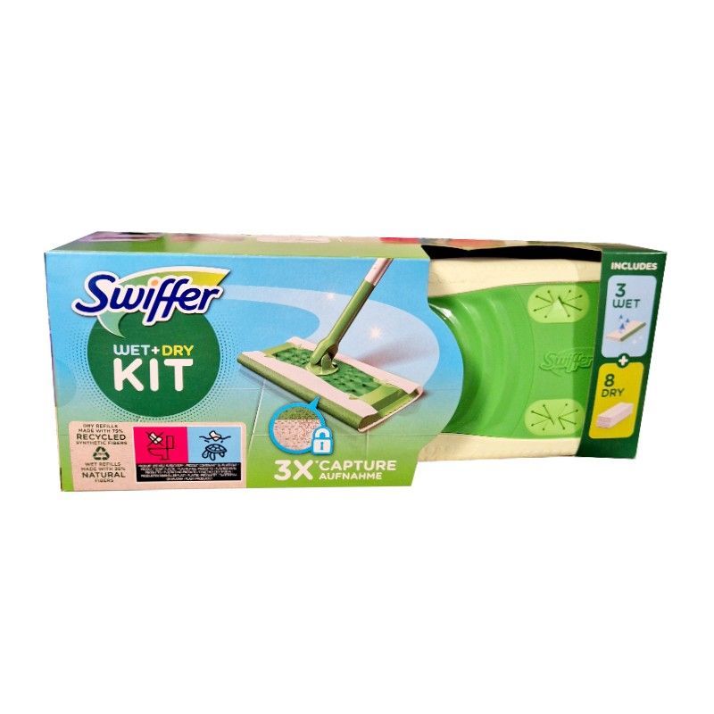 Swiffer Wet Dry Kit Mop Ściereczki  8szt DRY + 3szt WET