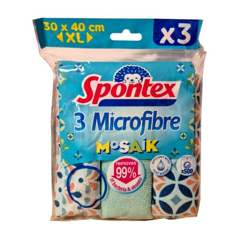Spontex Microfibre Mosaik ściereczki 3szt Spontex Microfibre Mosaik ściereczki 3szt