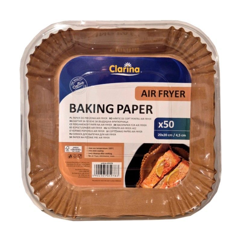 Clarina Air Fryer papier do pieczenia kwadrat 20 cm x 20 cm 50szt
