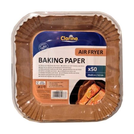 Clarina Air Fryer papier do pieczenia kwadrat 20 cm x 20 cm 50szt